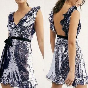 NWT Free People “Siren” purple sequin party dress